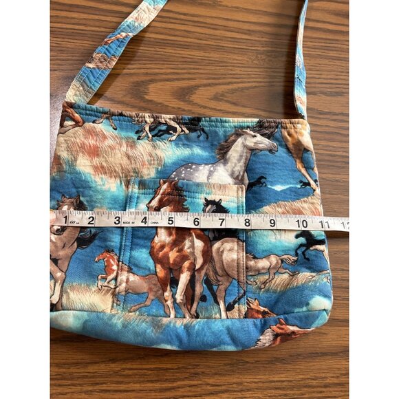 Blue shoulder bag with galloping horses - Picture 7 of 7